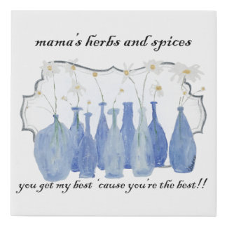 Hand Painted Daisy Rosemary Jar Bottle  Faux Canvas Print