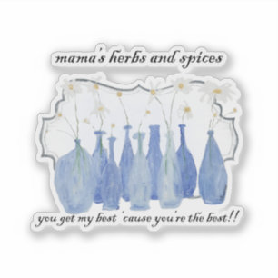 Hand Painted Daisy Rosemary Jar Bottle  Sticker