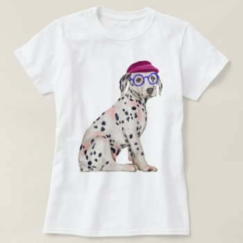 Hand-painted Dashing Dalmatian Spotted Dog T-shirt by arncyn at Zazzle