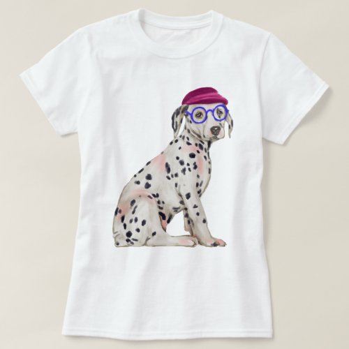 Hand_painted Dashing Dalmatian Spotted Dog T_Shirt