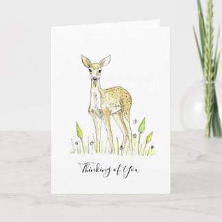 Hand Painted Deer Design "Thinking of You" Card