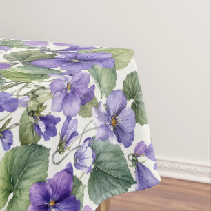 Hand-Painted Delicate Violet Botanicals Tablecloth