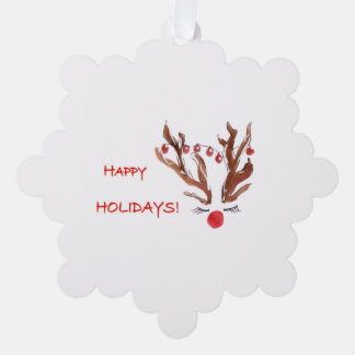 Hand-Painted Design Reindeer Christmas Ornament Card