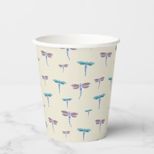 Hand Painted Dragonflies Acrylic Pattern  Paper Cups