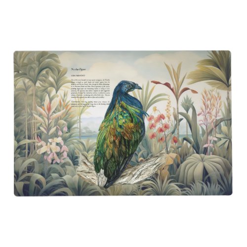 Hand_Painted Dramatic Nicobar Pigeon Placemat