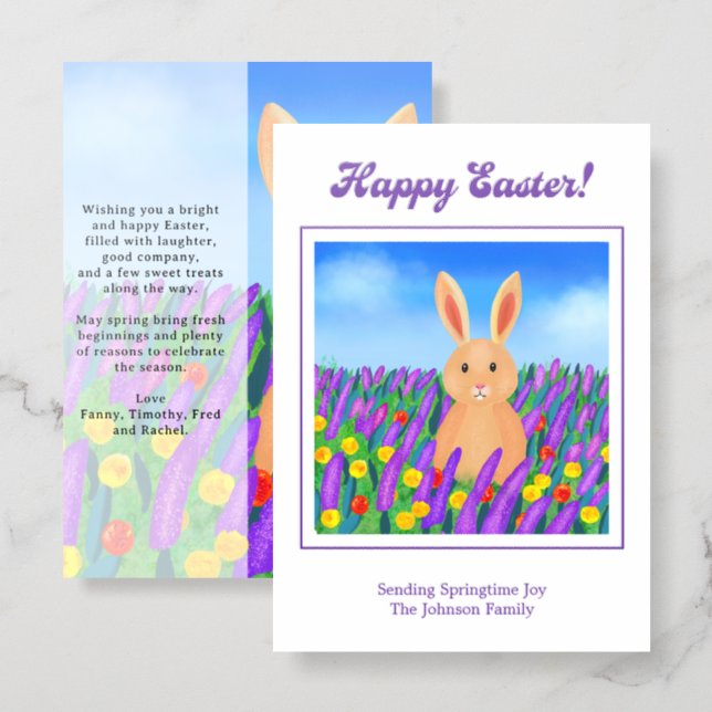Hand-painted Easter Bunny -Tactile Elegance Card (Front/Back)