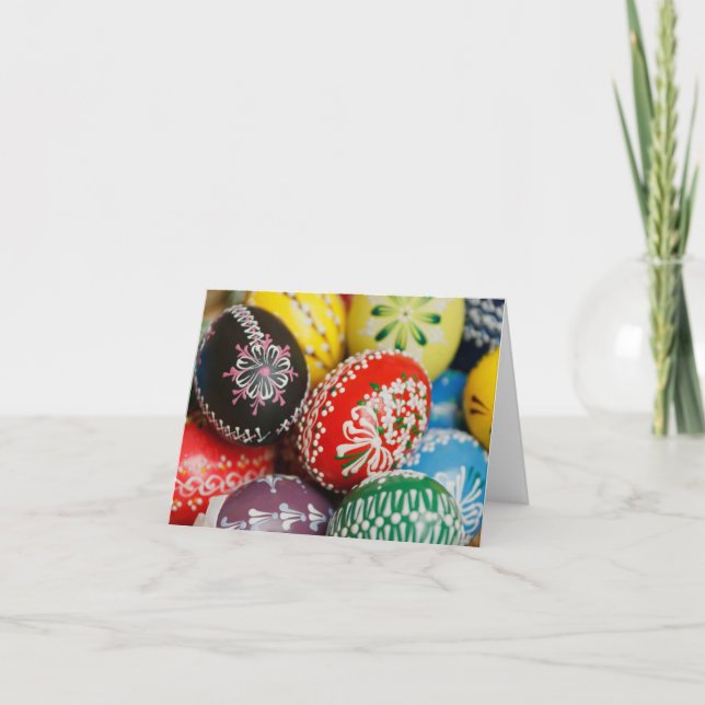 Hand-Painted Easter Eggs Blank Card (Front)