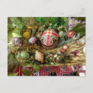 Hand Painted Easter Eggs Holiday Postcard