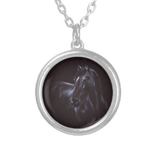 Hand-painted Equine art Silver Plated Necklace