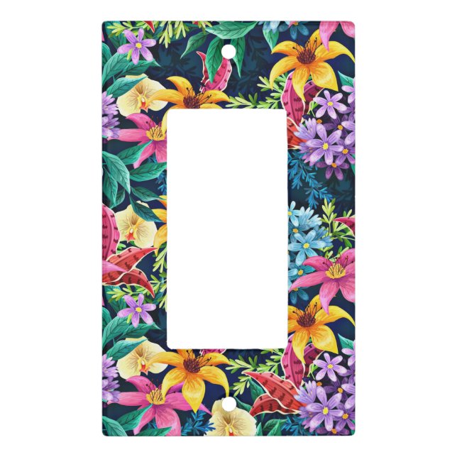 Hand Painted Exotic Floral Pattern-23001 Light Switch Cover (Front)