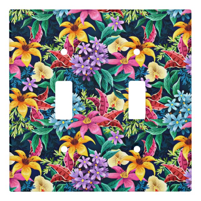 Hand Painted Exotic Floral Pattern-23001 Light Switch Cover (Front)