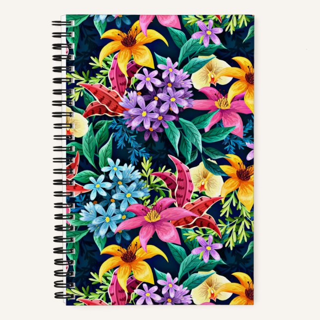 Hand Painted Exotic Floral Pattern-23001 Notebook (Front)