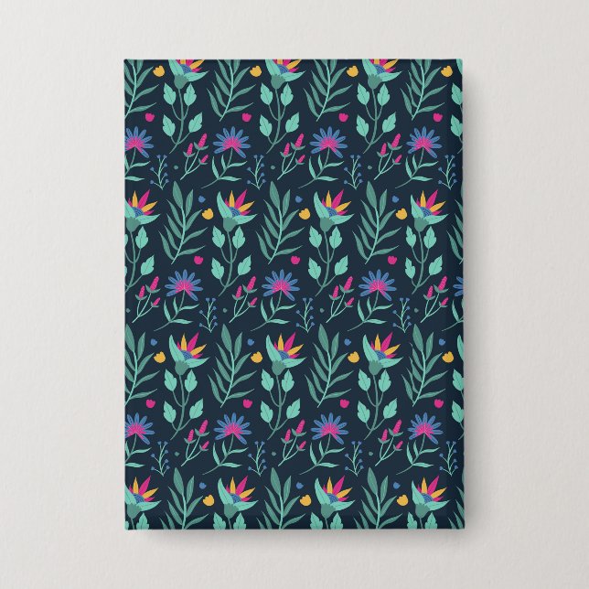 Hand Painted Exotic Floral Pattern-23206 Button (Front)