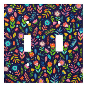 Hand Painted Exotic Flowers Leaves Pattern-23437 Light Switch Cover