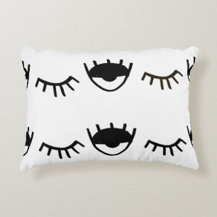 Hand Painted Eyes Ink Pattern Accent Pillow