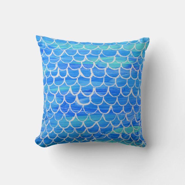 Hand Painted Fish Scale Pillow (Front)