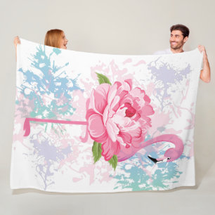 Hand painted flamingo fleece blanket