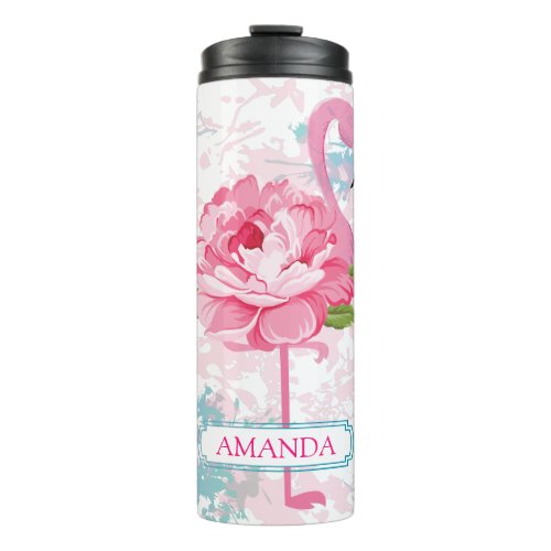 Hand painted flamingo Personalized Thermal Tumbler