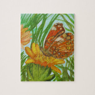 Hand Painted Floral Art, Soft Nature Aesthetic Jigsaw Puzzle