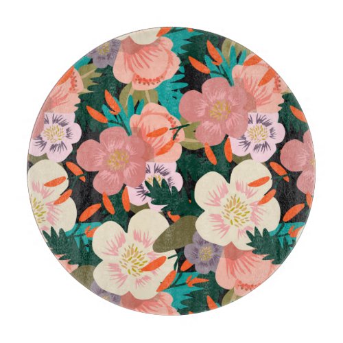 Hand_painted floral bouquet vintage style cutting board