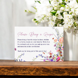 Hand Painted Floral Bridal bring a Recipe Enclosure Card