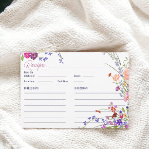 Hand Painted Floral Bridal Shower Recipe Enclosure Card