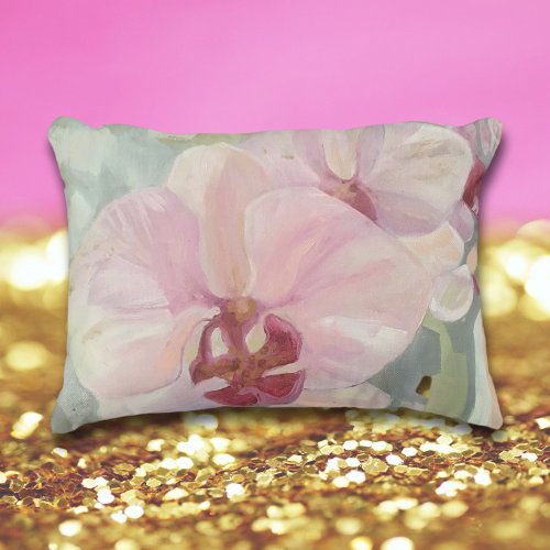 Hand painted floral orchid elegant pastel colors accent pillow