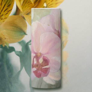 Hand painted floral orchid elegant pastel colors pillar candle