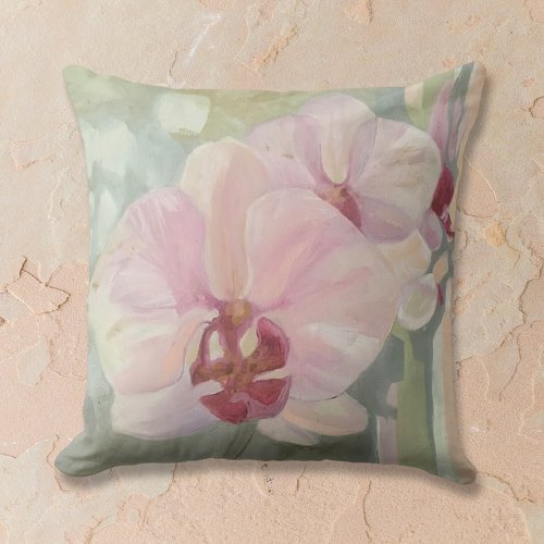Hand painted floral orchid elegant pastel colors throw pillow