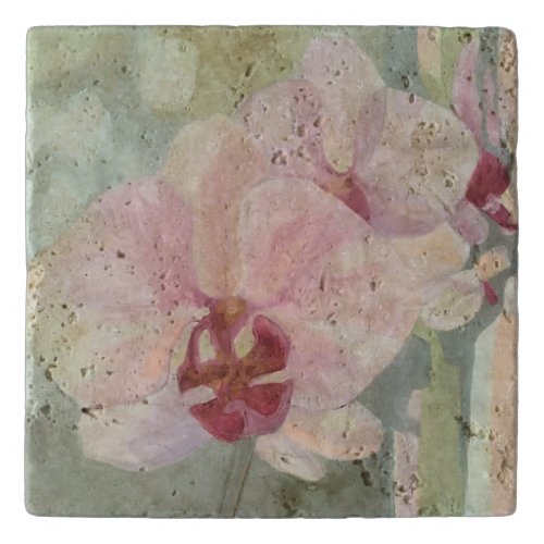 Hand painted floral orchid elegant pastel colors trivet