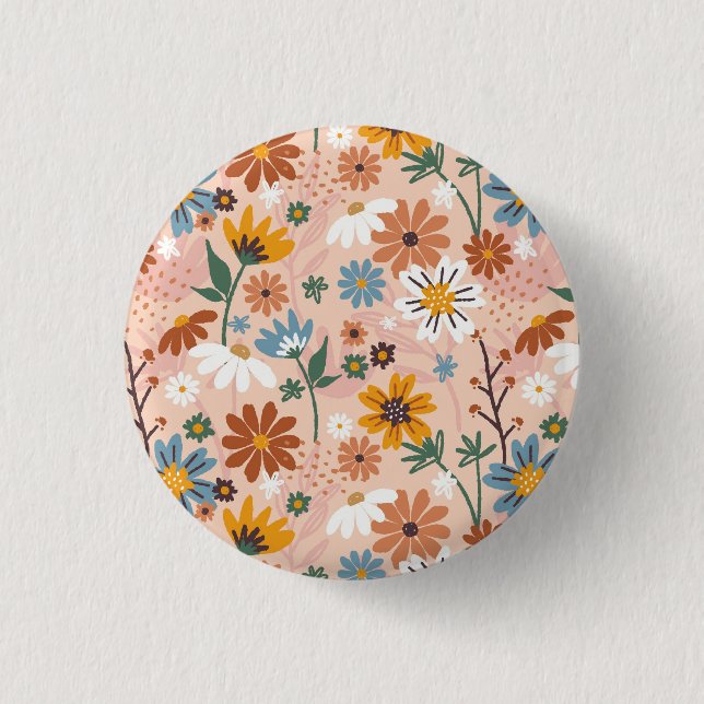 Hand Painted Floral Pattern-23136 Button (Front)
