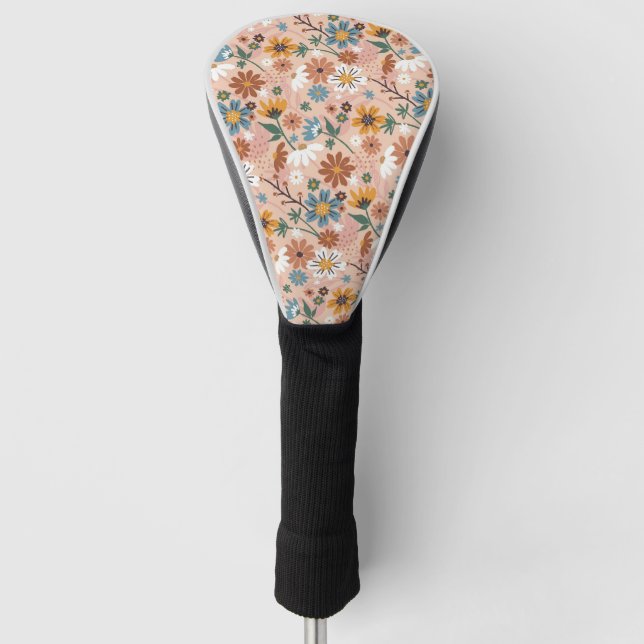 Hand Painted Floral Pattern-23136 Golf Head Cover (Front)