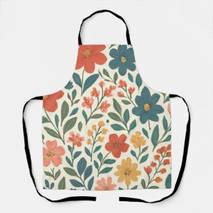 Hand-Painted Floral Pattern – Colorful Botanical Apron