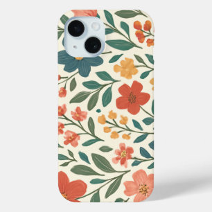 Hand-Painted Floral Pattern – Colorful Botanical iPhone 15 Case