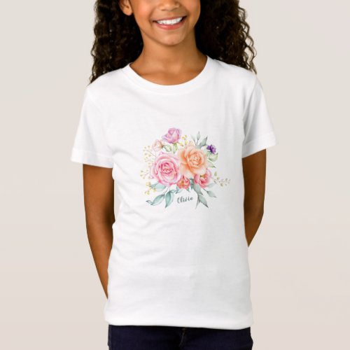 Hand Painted Floral Personalized T_Shirt