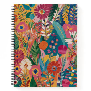 Hand-painted Floral Spiral Colorful Notebook