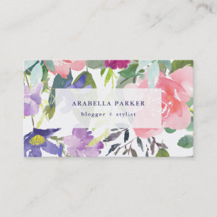Hand Painted Floral Trendy Watercolor Business Card