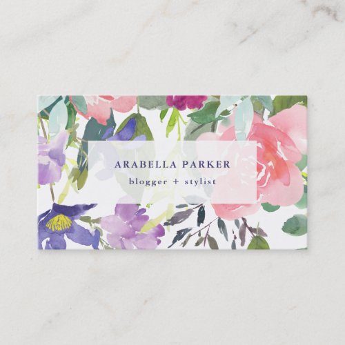 Hand Painted Floral  Trendy Watercolor Business Card