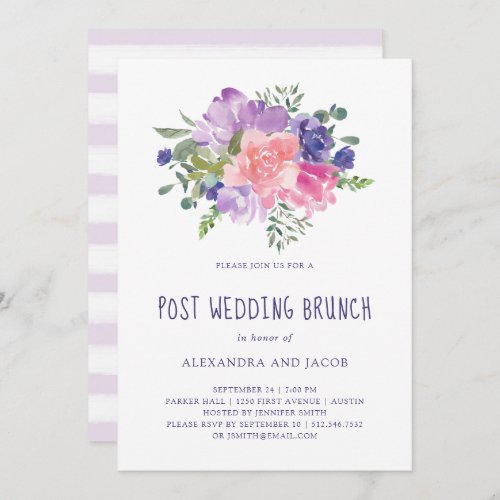 Hand Painted Floral Watercolor Post Wedding Brunch Invitation