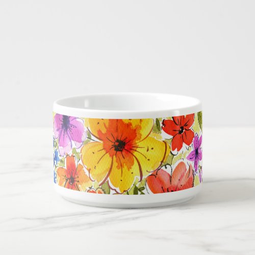 Hand_painted flowers bright watercolor bouquet bowl