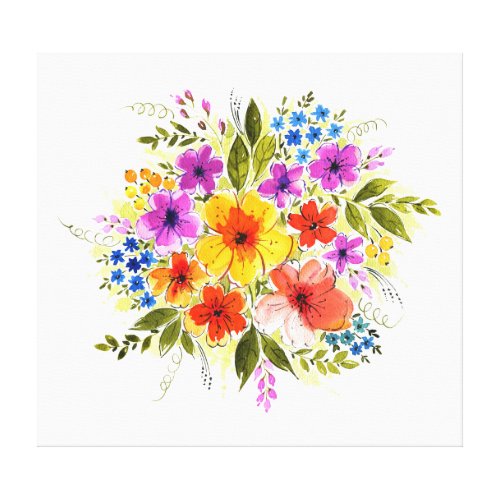 Hand_painted flowers bright watercolor bouquet canvas print