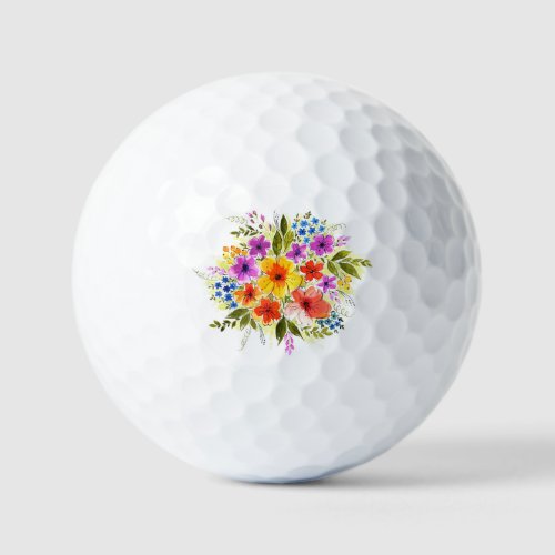 Hand_painted flowers bright watercolor bouquet golf balls