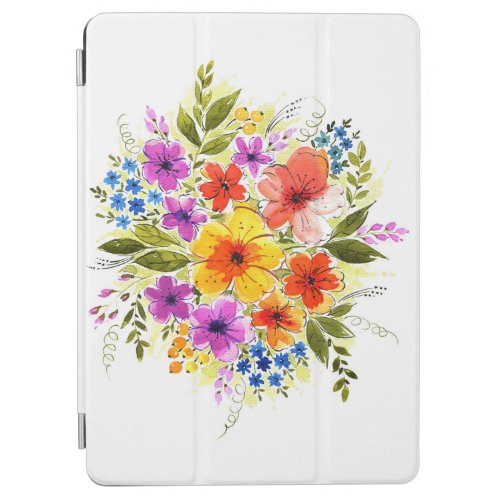 Hand_painted flowers bright watercolor bouquet iPad air cover