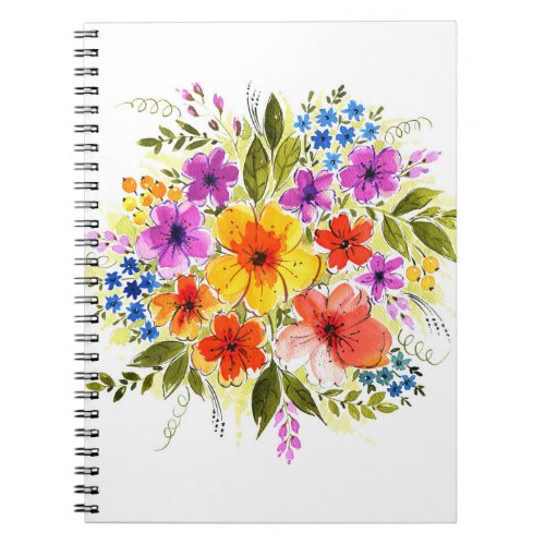 Hand_painted flowers bright watercolor bouquet notebook