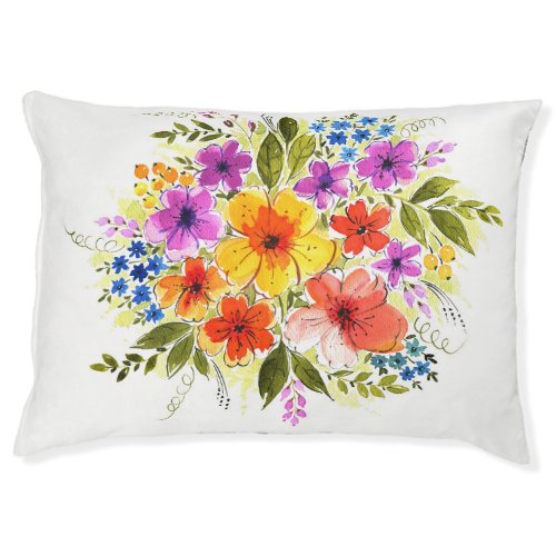Hand_painted flowers bright watercolor bouquet pet bed