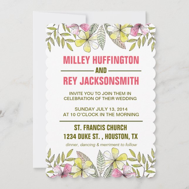 hand painted flowers invitation (Front)
