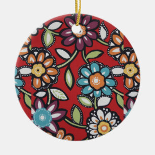 hand painted flowers ornament