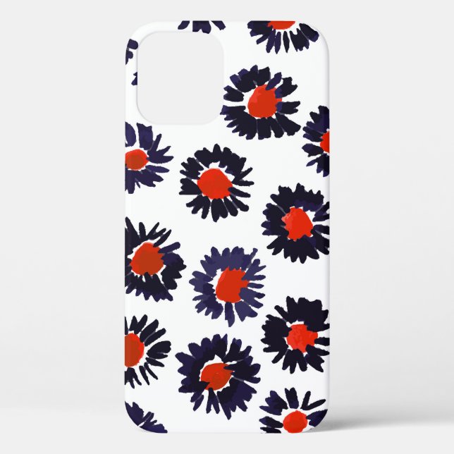 Hand-painted flowers, red and blue pattern. Case-Mate iPhone case (Back)