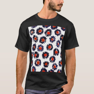 Hand-painted flowers, red and blue pattern. T-Shirt