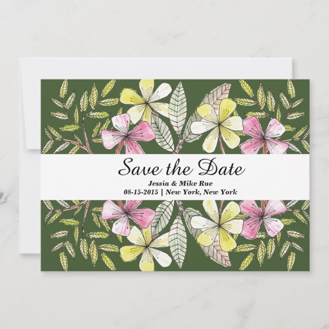 hand painted flowers save the date (Front)